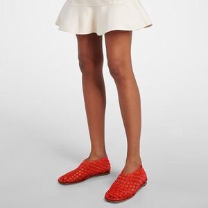 Source Unknown Red Woven Leather Flats